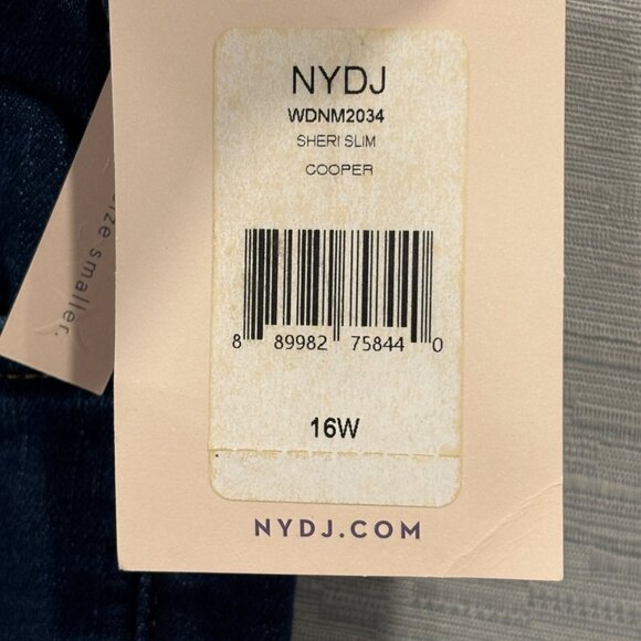 NYDJ Sheri Slim Jeans Womens 16W 36x30 Blue Straight Leg Lift Tuck Tech Denim - Picture 12 of 16